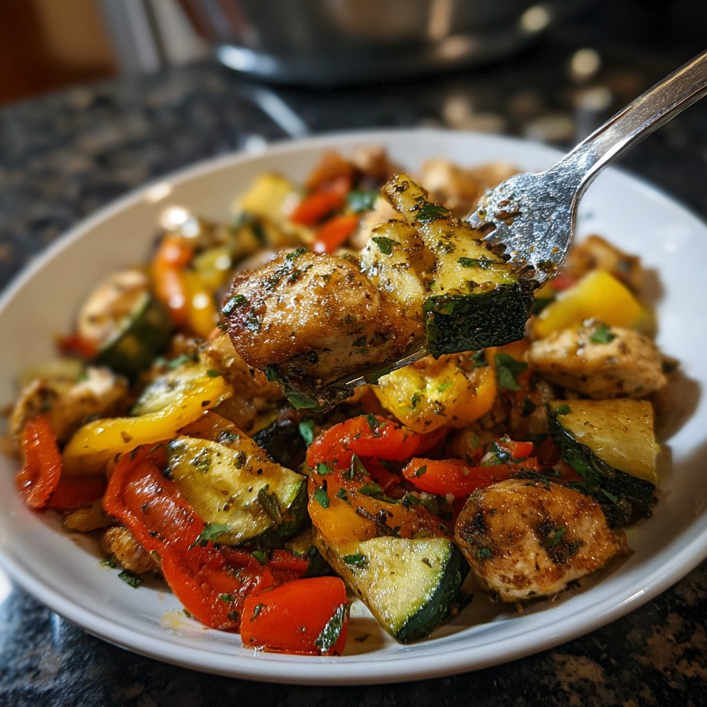 Kalorienarme Gemüsepfanne Mit Hähnchen